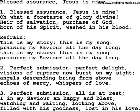 Presbyterian Hymn Blessed Assurance Jesus Is Mine Lyrics And Pdf