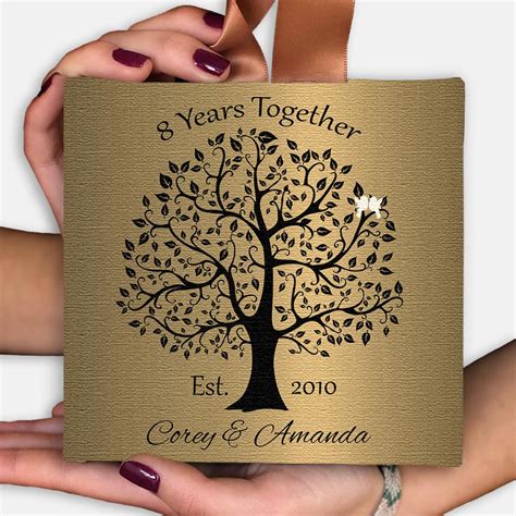 8th Anniversary T 8 Year Anniversary Hanging Canvas Ornament