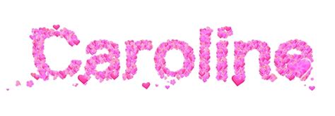 Caroline Female Name Set With Hearts Type Design Stock Photo