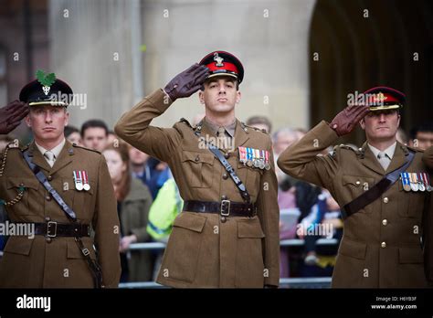 Soldados Del Ejército Desfile Salute Saludando Conmemorar Medallas