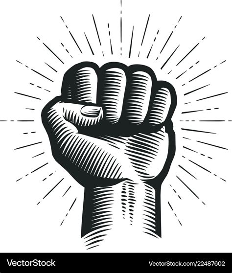 Raised Up Clenched Fist Sketch Royalty Free Vector Image
