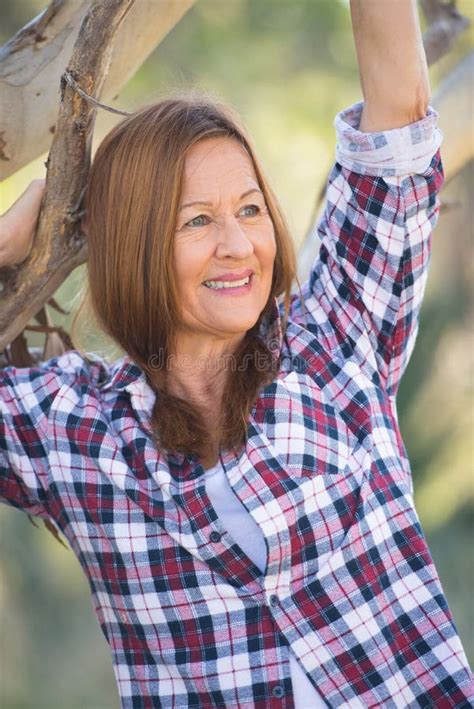 Portrait Attractive Mature Country Woman Stock Photo Image Of Adult Happiness