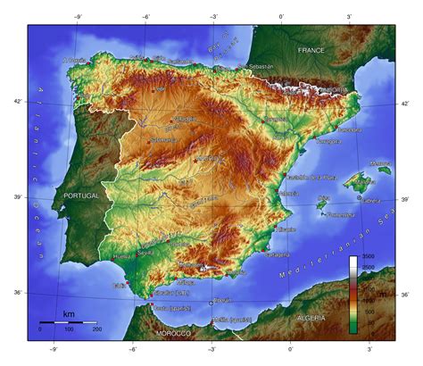Grande Mapa Topográfico De España España Europa Mapas Del Mundo