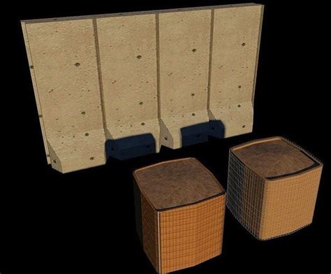 Hesco And T Wall Barrier Free Vr Ar Low Poly 3d Model 3ds Fbx C4d