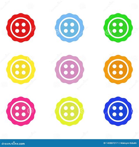 Bright Color Buttons Set Of Buttons For Clothes Vector Illustration
