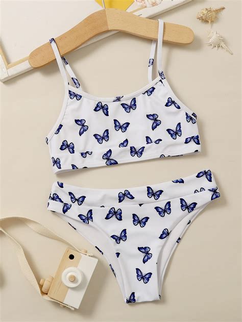 Girls Allover Butterfly Print Bikini Swimsuit In 2021 Swimwear Girls