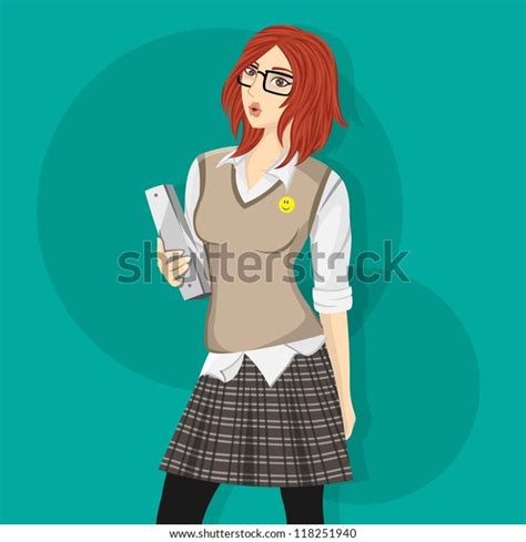 Sexy Nerd School Girl Stock Vector Royalty Free 118251940 Shutterstock