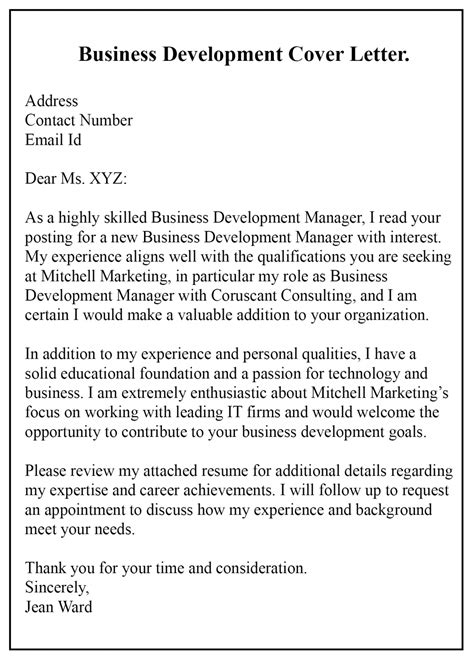 How To Write A Business Development Cover Letter With Samples Howtowiki