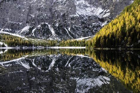 Mountains Mirrored In The Lake Stock Photo Image Of Mirrored Water