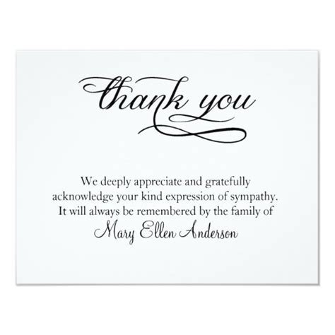 Thank You Funeral Thank You Note Card Behreavement