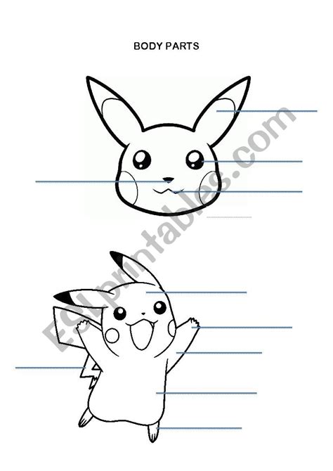 Pokemon Body Parts Esl Worksheet By Terete84