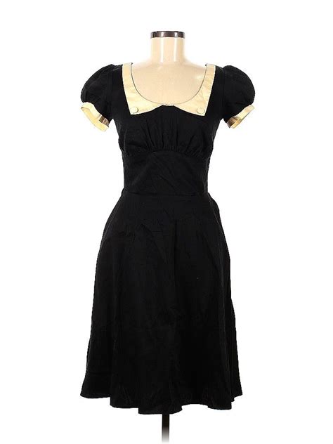 Pinup Couture Casual Dress A Line Black Solid Dresses Used Size