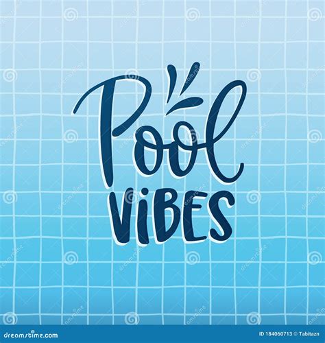 Pool Vibes Hand Lettering Quote Card With Water Splashes Abstract