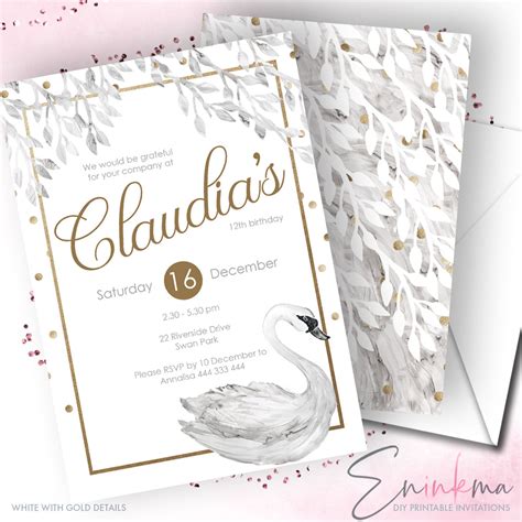Swan Invitations Edit Download And Print Stunning Invitations Eninkma