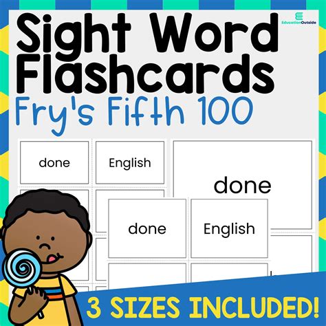 Frys Fifth 100 Sight Words Flashcards 401 500 3 Sizes Included