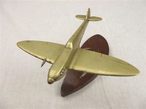 C1940 Brass Model Of A Spitfire Plane On Stand Uk