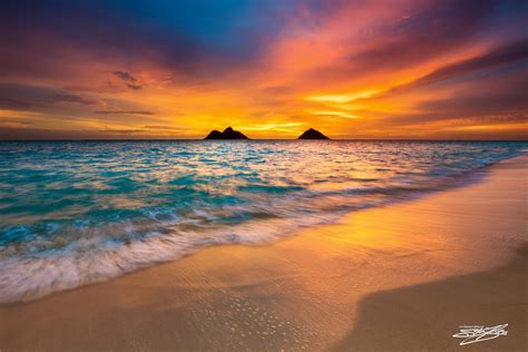 Hawaii Beach Sunrise En Lanikai Beach En Kailua Photo Print En Etsy