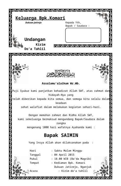 Doc Surat Undangan Tahlil Dokumentips