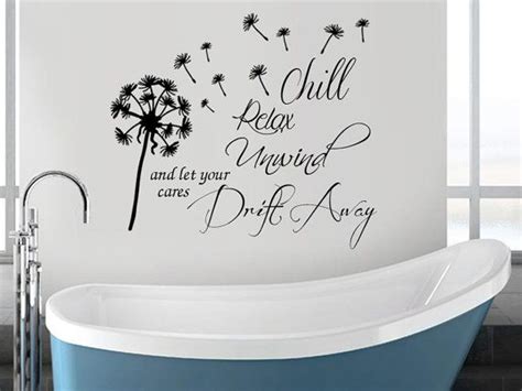 Bathroom Wall Sticker Chill Relax Unwind With Dandelion In Wind