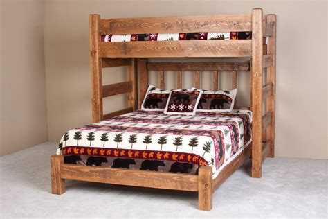 There are 2 ladders built right into the frame, one on each side. Barnwood Perpendicular Bunk Bed - Viking Log Furniture
