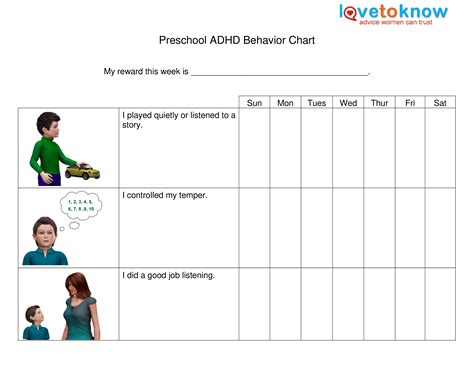 Gratis Printbare Kleuterschool Adhd Behavior Chart