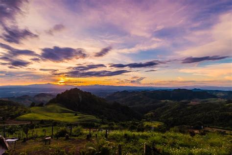 Landscape Mountains During Twilight In Nan Thailand Stock Photo Image