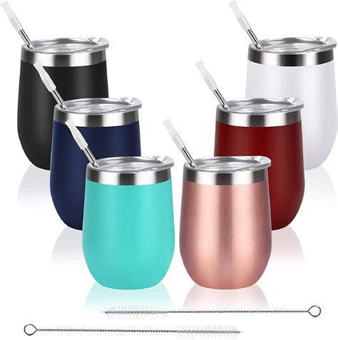 Amazon Com Pack Stainless Steel Wine Tumbler Wine Glass Oz