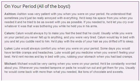 Imagine On Your Period All The Boys 5sos 5sos Imagines Imagine