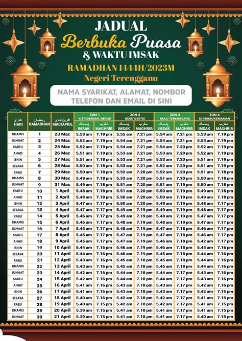 Takwim Ramadhan Malaysia Jadual Waktu Solat Berbuka Puasa