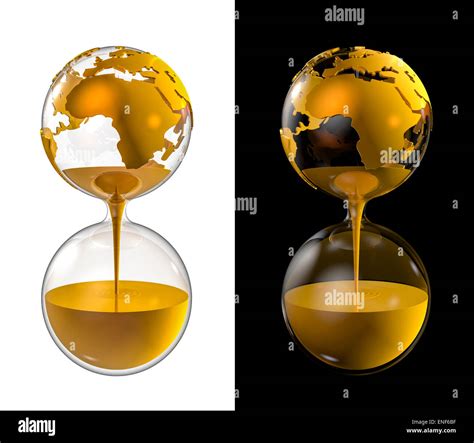 3d Render Of World Globe As Hourglass Filled With Gold Stock Photo Alamy