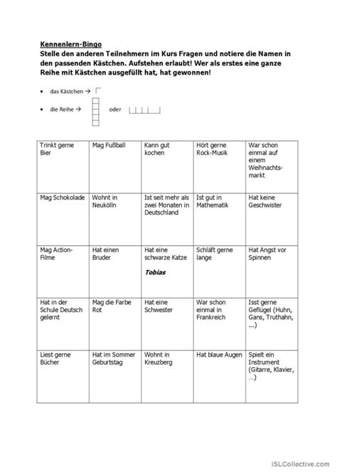 kennenlern bingo eisbrecher deutsch daf arbeitsblätter pdf and doc