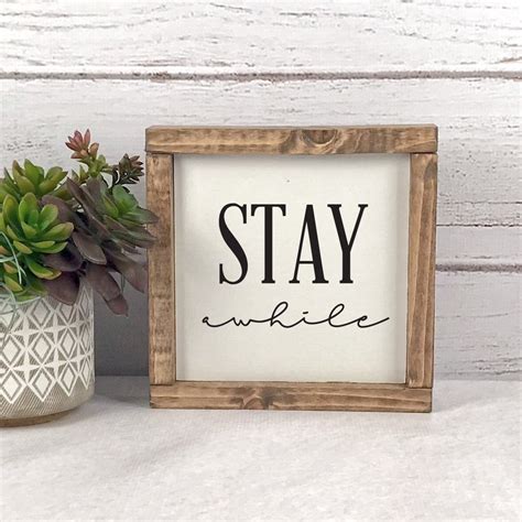 Stay Awhile Sign Guest Room Sign Rustic Home Decor Etsy