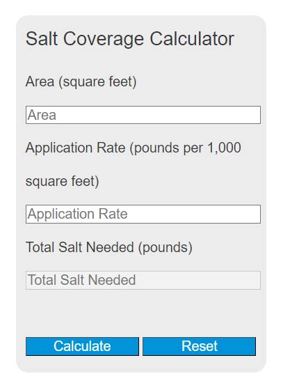 Salt Coverage Calculator Calculator Academy