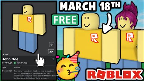 Happy John Doe Day March 18th Roblox Youtube