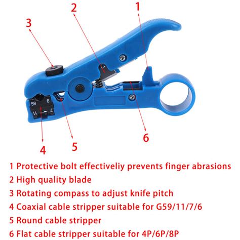 Coaxial Cable Wire Cutter Stripping Tool Cat 5 Rg 596 Rg 711 Stripper
