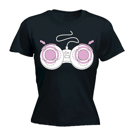 Womens Boob Controller Funny Joke Adult Gamer Fitted T Shirt Birthday