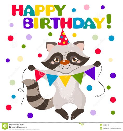 Raccoon For Happy Birthday Card Stock Photos Raccoons Happy Birthday