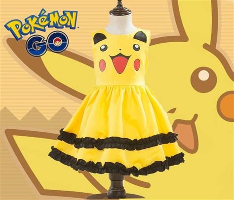 Pikachu Girls Cute Ball Gown Dress Kids Lovely Dress Anime Cosplay