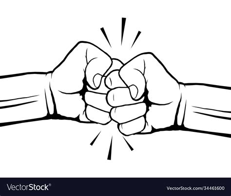 hand drawn two fists bumping together concept vector image