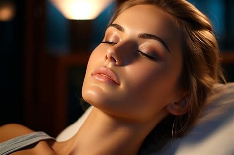 Premium Ai Image Beautiful Young Woman With Closed Eyes Lying On Massage Table In Spa Salon