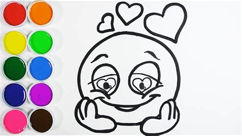 Cómo Dibujar Y Colorear Emoji Enamorado Dibujos Para Niños Draw Emoji