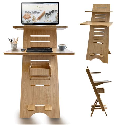 Buy Ecotribe Modern Height Adjustable 2 Tier Desk For Small Spaces