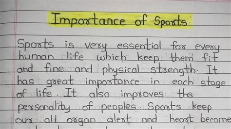 Importance Of Sports Essay In English Write An Essay On Importance