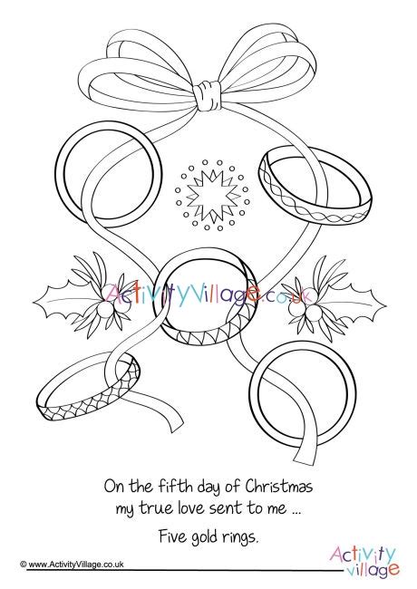 Five Gold Rings Colouring Page
