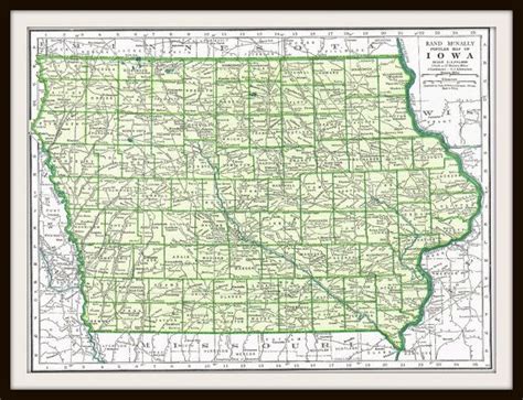 Antique 1947 Iowa And Kansas Map By Knickoftime Travel Gallery Wall