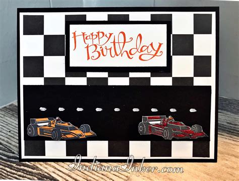 Indiana Inker Handmade Race Car Birthday Card