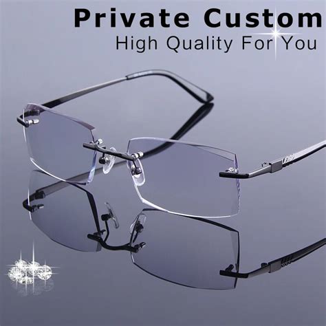 High Quality Diamond Trimmed Eyeglasses Men Rimless Reading Glasses