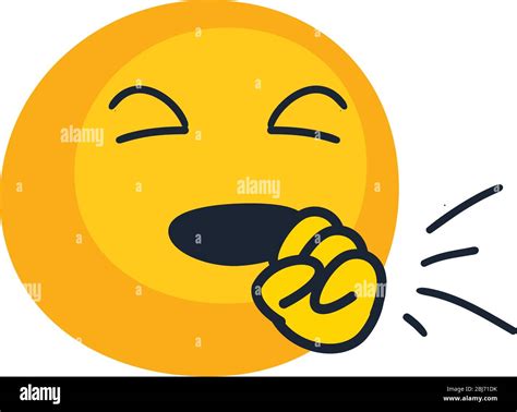 Emoji With Dry Cough Flat Style Icon Design Cartoon Expression