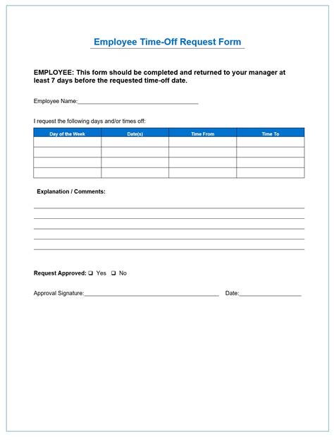 Employee Time Off Request Form