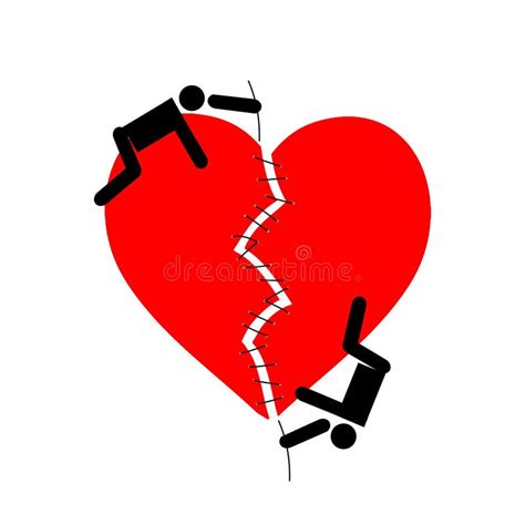 Couple Mends A Broken Heart Vector Illustration Stock Vector